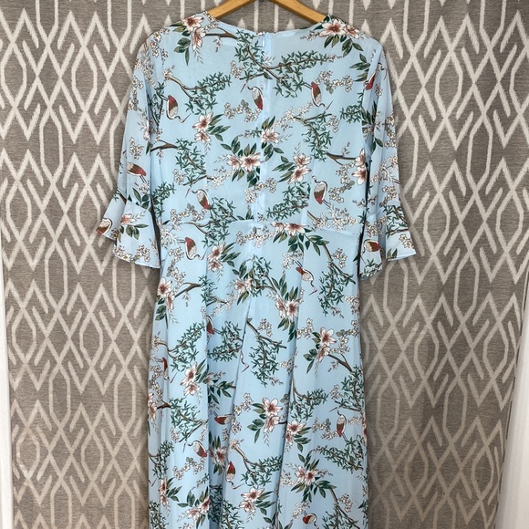 Korean Brand Midi Dress with 3/4 Sleeves Modest Fully Lined Size: Large Blue - Picture 6 of 6